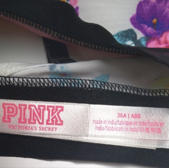NWT Victoria's Secret PINK Wear Everywhere T-Shirt Bra 36A White with Floral - Picture 4 of 15